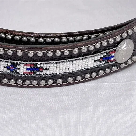 Vintage Aztec design handmade leather belt, men’s size 32-33 waist - Picture 5 of 6